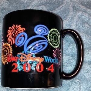 Disney Black Mug with Colorful Fireworks and Logo Oversized